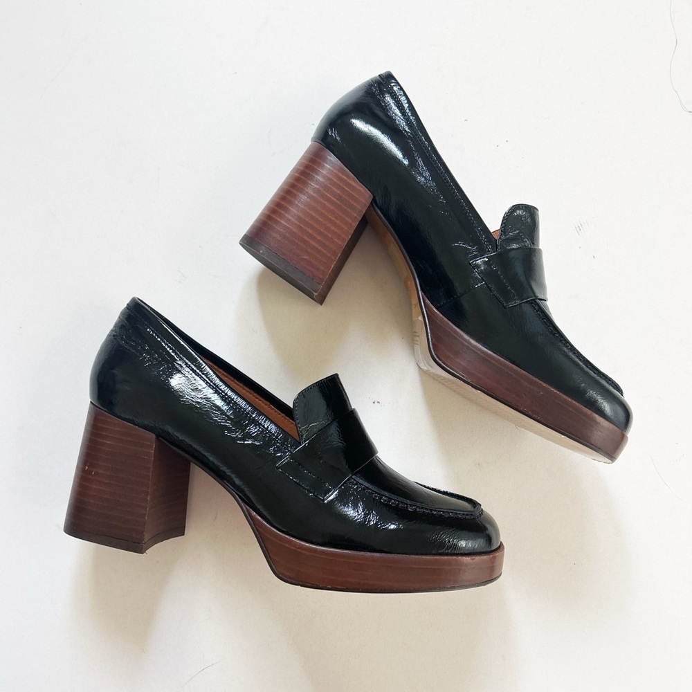 NWOB Angel Alarcon Gadea Genuine Patent Leather Block Heel Loafers - Picture 4 of 7